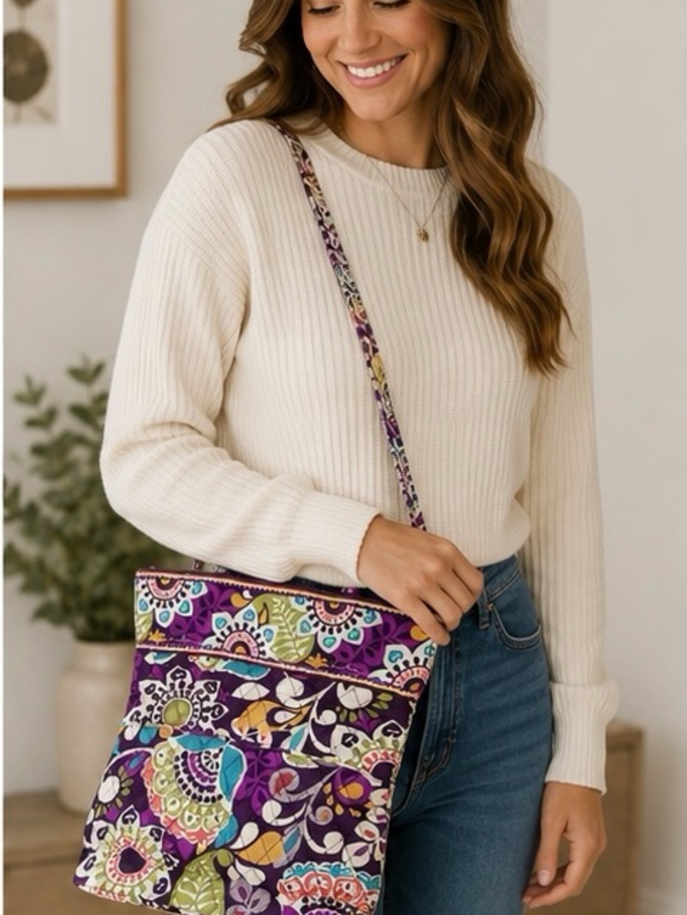 Vera Bradley Convertible Crossbody Bag – Plum Crazy Floral Print- NWT